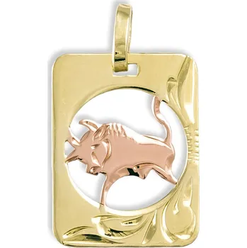 Přívěsek GEMMAX Zlatý přívěsek Býk - měsíční znamení, destička, žluto-červené zlato – zlatý šperk ryzosti 585/1000 v Dárkovém balení s Certifikátem GUPCN-68861