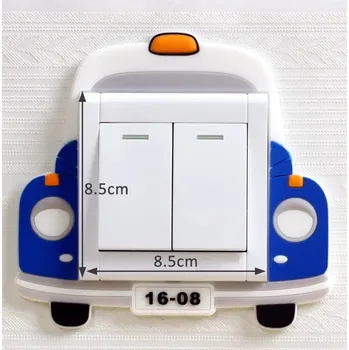 Samolepící dekorace Svítící 3D silikonová dekorace vypínače- autíčko modré