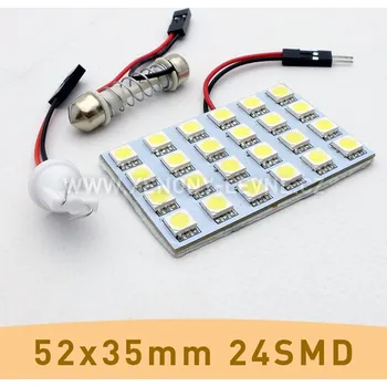 LED osvětlení SMD LED panel 52x35mm 24smd s adaptérem pro sufitku 31 - 44mm a T10 (1ks led smd panel s adaptérem pro sufitku 31-44mm a T10)