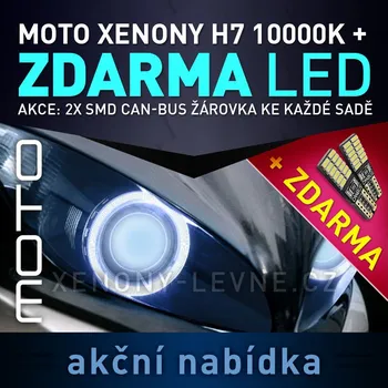 Autožárovka AKCE: XENONY MOTO HID H7 10.000K - přestavbová motocyklová sada 12V (kup tuto xenonovou sadu a dostaneš LED parkovací žárovky ZDARMA)