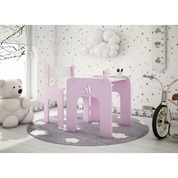 Dětský pokoj Stůl a židle hvězdička - růžová