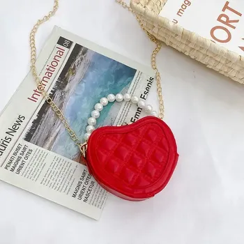 Kabelka Dětská mini crossbody kabelka s perlami - Červené