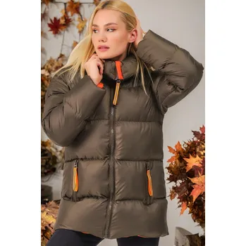 Z6682 DEWBERRY WOMEN'S COAT-PLAIN KHAKI dewberry hnědá 2579428