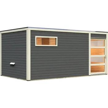 Sauna LANIT PLAST, s.r.o. Venkovní finská sauna s předsíní Woodia WO23 -šedá