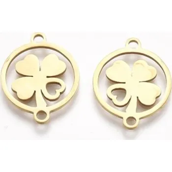 Dětské navlékací korálky Pro Háčkování Mezidíl čtyřlístek 19 x 15 mm ocel pozlacený