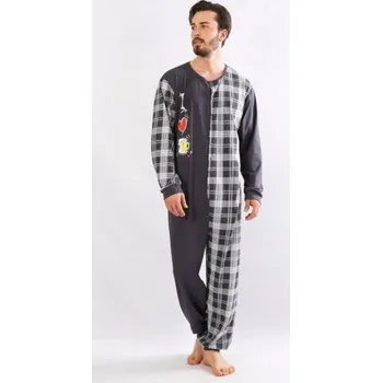 Pánské pyžamo Pánský overal Vienetta Secret I love beer tmavě šedá L