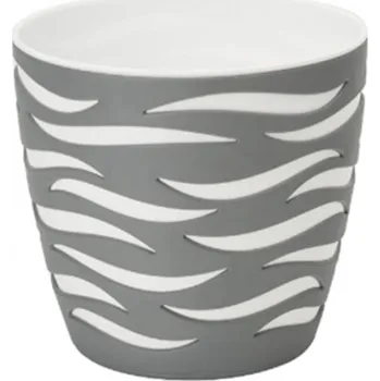 Květináč Květináč SAHARA DUO BETON/BÍLÁ 18 cm