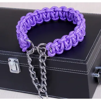 Obojek pro psa Pletený stahovací obojek - barevný Barva: Fialová, Velikost: XL