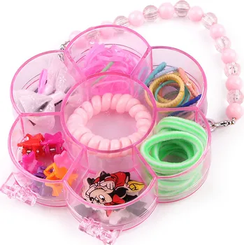 Náramek Sada vlasových ozdob a gumiček v boxu, malé, 2 mix květ