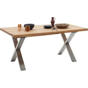 Jídelní stůl Rozkládací jídelní stůl z masivu BROOKLYN dub divoký/leštěná ocel Velikost stolu 220x100