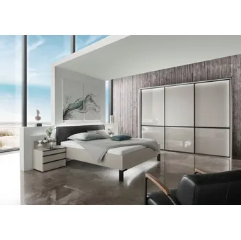 Ložnicová sestava Moderní ložnice MONTREAL šedá/sklo šedý lesk