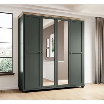 Šatní skříň Skříň do ložnice ve venkovském stylu EVORA typ 20 200 cm zelená/dub lefkas