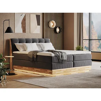 Postel Postel boxspring s úložným prostorem a LED osvětlením MELISSA dub masiv plocha spaní 180x200