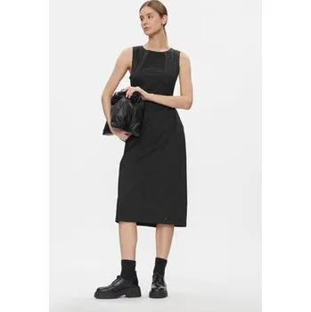 Dámská móda Tommy Jeans Koktejlové šaty Tjw Open Back Cotton Midi Dress DW0DW17431 Černá Slim Fit S