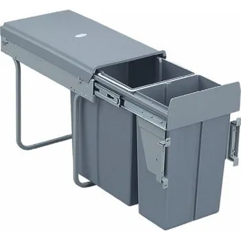 Odpadkový koš Wireli Výsuvný odpadkový koš 300 mm - 1x20L 1x10L s madly / šedý