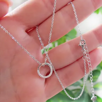 Náhrdelník Dámský stříbrný náhrdelník Kolečko se zikony 2,20g Rhodium Stříbro 925/1000