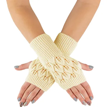 Cyklistické návleky VFstyle béžové pletené návleky na ruce Leafs 20 cm