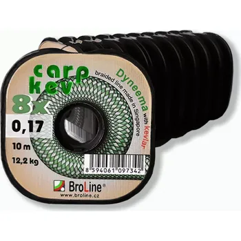 Broline Návazcová šňůrka CARP-KEV 8x zelená 10m - Průměr: 0,17mm