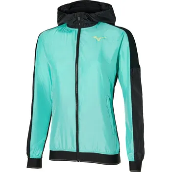 Dámská větrovka Dámská bunda Mizuno Hoody Jacket - Turquoise Velikost: XS
