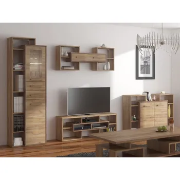 Obývací stěna Obývací pokoj DORINDA 5, craft tobaco/craft zlatý, 5 let záruka + vyzvednutí ZDARMA