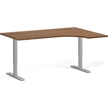 Psací stůl B2B Partner Rohový výškově nastavitelný stůl, 160x120 cm, 1 motor, L/P, šedá podnož, ořech