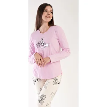 Dámské pyžamo Vienetta Dámské pyžamo dlouhé Dívka na kole Barva: Růžová - světle, Velikost: XL