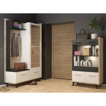 Předsíňová stěna Předsíň KNUT 6, dub sonoma/bílá/černá, 5 let záruka + vyzvednutí ZDARMA