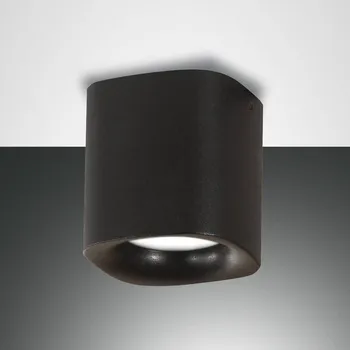 Fabas Luce Stropní světlo Smooth, jeden zdroj, černá, IP44 černé 1 x 10 W - Doprava zdarma
