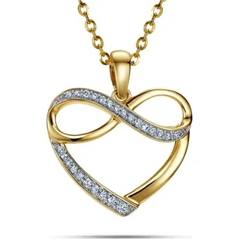 Přívěsek Zlatý přívěšek srdíčko s nekonečnem s diamanty L'Amour Diamonds JP7013Y + dárek zdarma