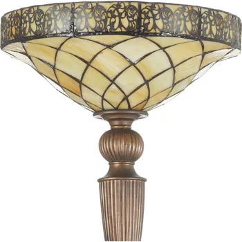 Lampička Clayre&Eef Stojací lampa Diamond v Tiffany stylu krémová, tmavě hnědá 1 x 100 W - Doprava zdarma