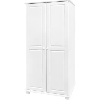 Šatní skříň Skříň dvoudvéřová LONKA, masiv borovice/bílý lak + vyzvednutí ZDARMA