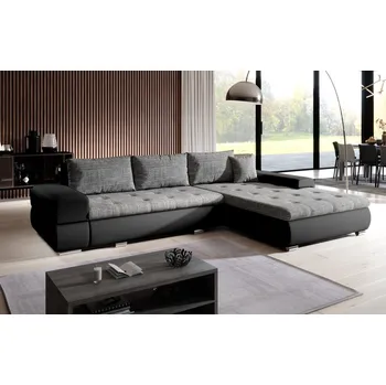 Sedací souprava Rohová rozkládací sedačka COLORITO 19, šedá žíhaná/černá +možnost VÝNOSU + vyzvednutí ZDARMA