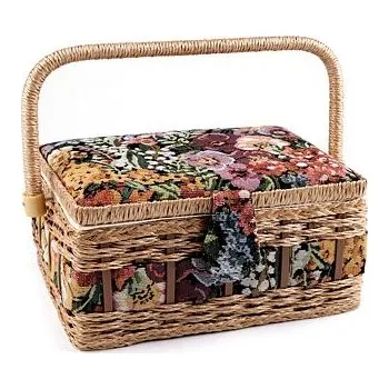 Organizér galanterie Kazeta - košík na šicí potřeby - květy