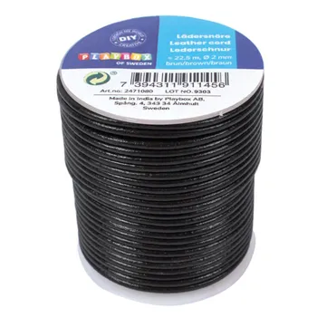 Playbox Kožený provázek 2 mm x 22,5 m černý