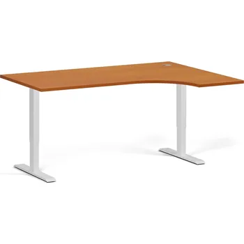 Psací stůl B2B Partner Rohový výškově nastavitelný stůl, 160x120 cm, 1 motor, L/P, bílá podnož, třešeň