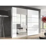 Šatní skříň se zrcadlem MAGGIE 180, bílá/bílý lesk +možnost VÝNOSU + vyzvednutí ZDARMA