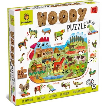 Puzzle Ludattica Woody Farma, dřevěné puzzle, 48 dílků