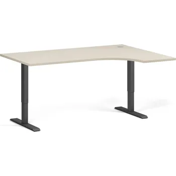 Psací stůl B2B Partner Rohový výškově nastavitelný stůl, 160x120 cm, 1 motor, L/P, černá podnož, bříza