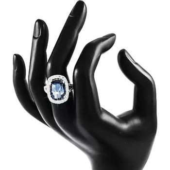 Prsten Prsten ze stříbra 925, velký broušený zirkon modré barvy s čirou obrubou - Velikost: 55