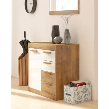 Komoda Komoda GATTON 1D4S, dub burgundský/bílý lesk, 5 let záruka + vyzvednutí ZDARMA