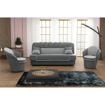 Sedací souprava Sedací souprava JENSEN 4, pohovka + 2 křesla, světle šedá látka/šedá látka + vyzvednutí ZDARMA