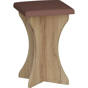 Taburet Čalouněný jídelní taburet BUREWALA, craft zlatý/ekokůže hnědá, 5 let záruka + vyzvednutí ZDARMA