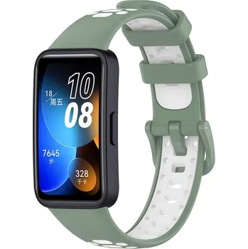 Příslušenství k chytrým hodinkám eses Silikonový řemínek dírkovaný pro Huawei Band 8, 9 a 10 - Zeleno bílý