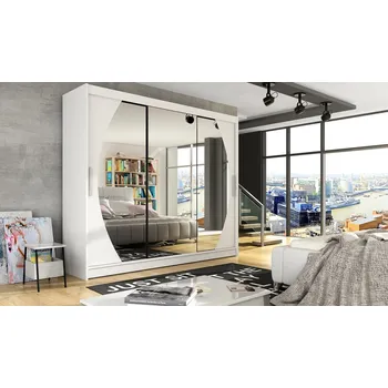 Šatní skříň Šatní skříň ANDE V, bílý mat/zrcadlo +možnost VÝNOSU + vyzvednutí ZDARMA