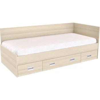 Postel Zvýšené lůžko PLUTO Dekor: Akácie světlá, Úchytky: zapuštěné úchytky, Zvýšené čelo: zvýšená 2 čela (zadní a boční)