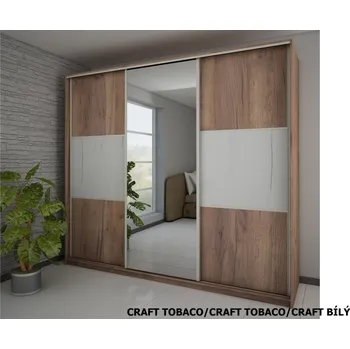 Šatní skříň Šatní skříň MELROSE 4 D se zrcadlem, craft tobaco/craft tobaco/craft bílý, 5 let záruka +možnost VÝNOSU + vyzvednutí ZDARMA