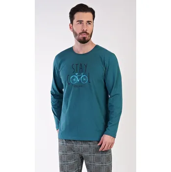 Pánské pyžamo Vienetta MAN Pánské pyžamo dlouhé Adam Barva: Zelená, Velikost: 2XL