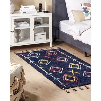 Koberec Koberec Černý Bavlna 80 x 150 cm Ručně všívaný obdélníkový Beliani