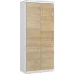 Skříň ZAIRE 2D4S, alpská bílá/dub hikora + vyzvednutí ZDARMA