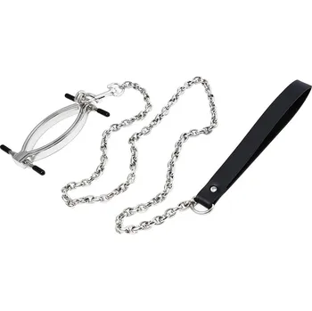 BDSM obojek Kiotos Pussy Clamp with Leash Chain